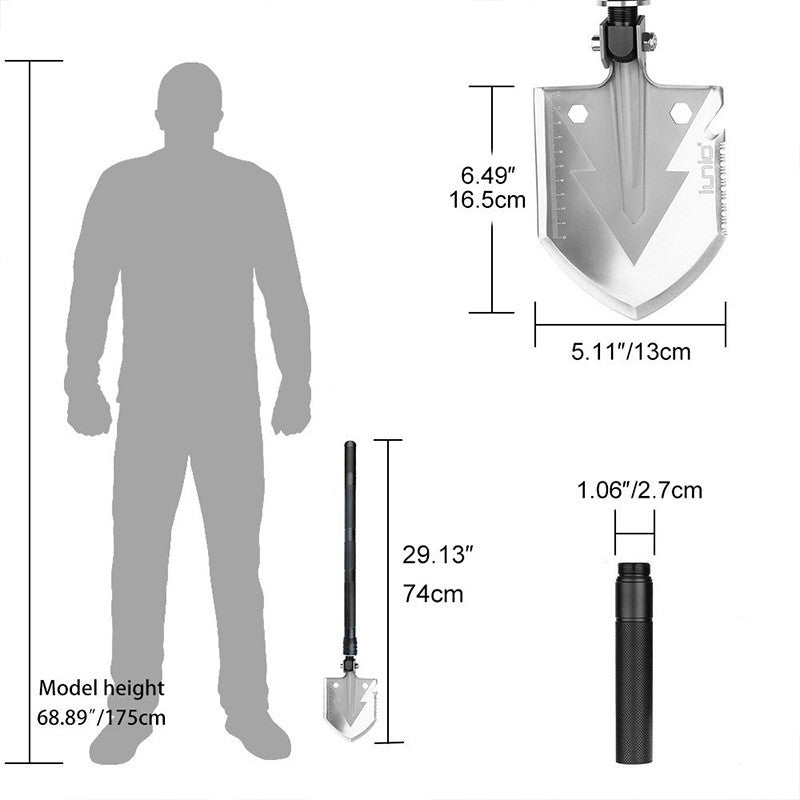 15-in-1 Heavy-Duty Multi-Function Folding Shovel (Black) Stealth Angel Survival