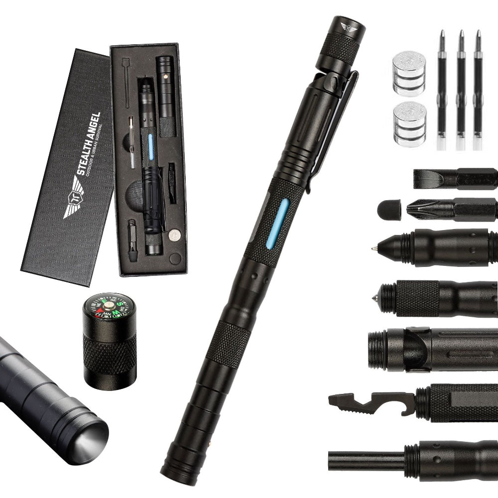 16 In 1 Survival Tool Flashlight/Pen/Flint and More! Stealth Angel Survival
