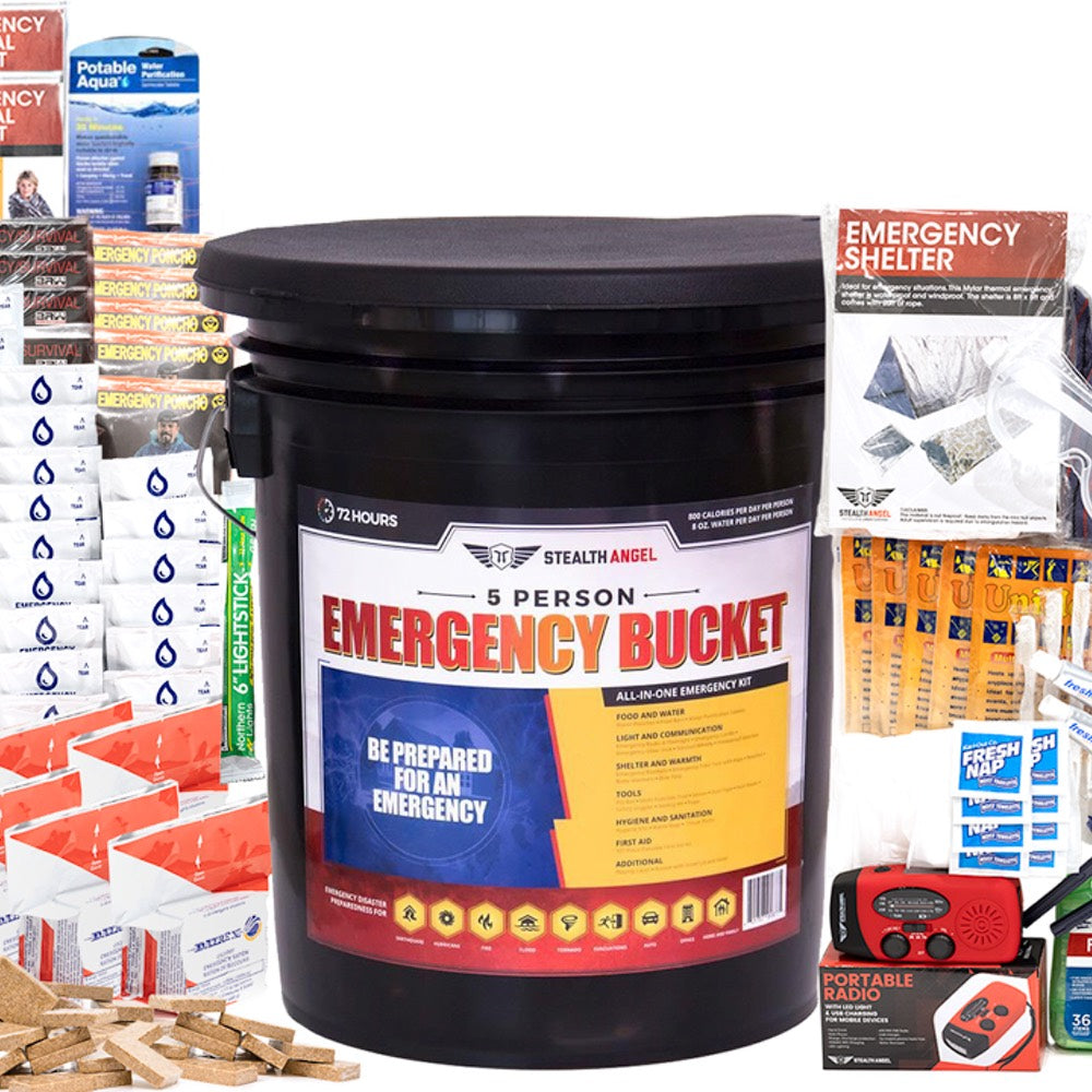 5 Person Emergency Bucket (72 Hours) Stealth Angel Survival