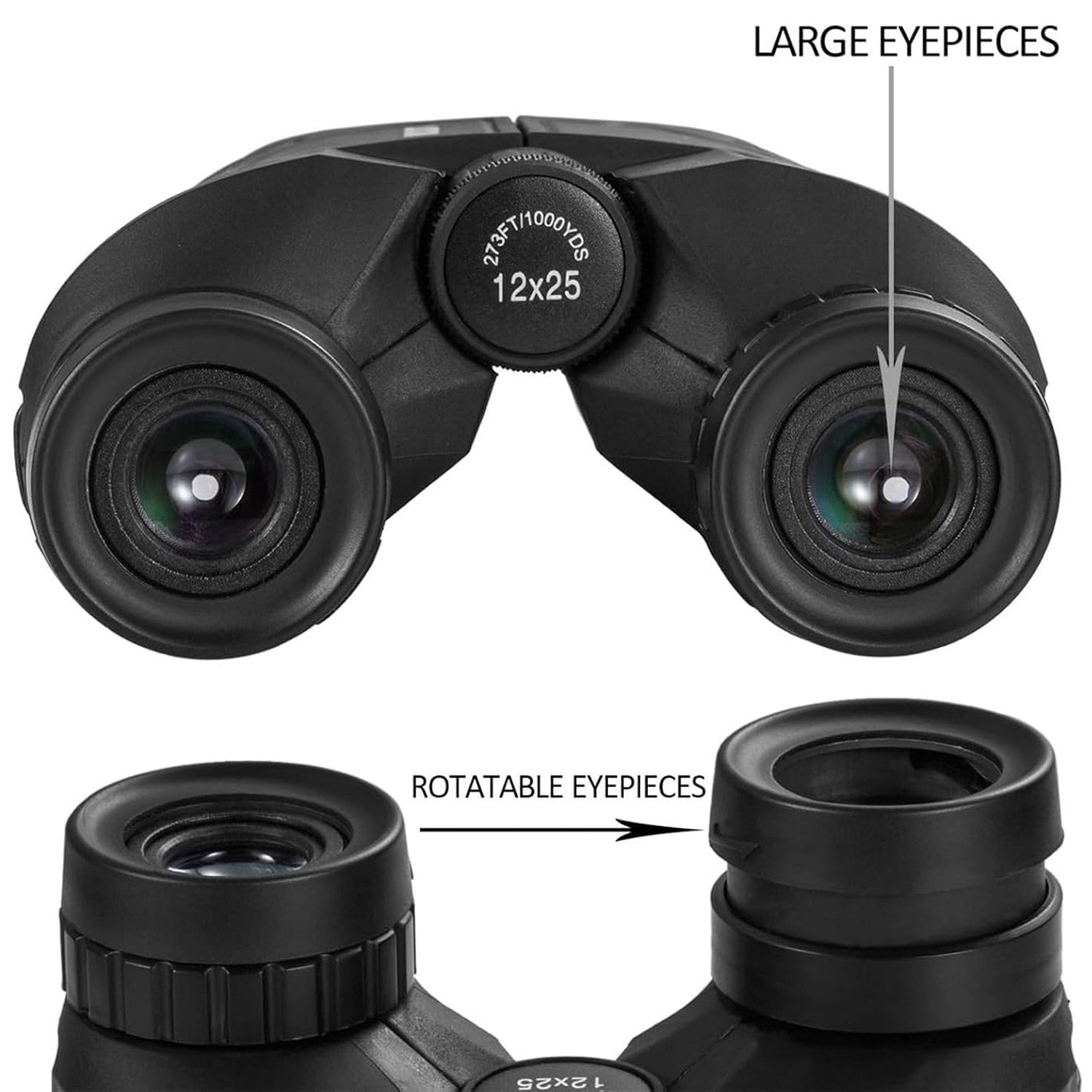 12x25 Pro Tactical Binoculars Stealth Angel Survival