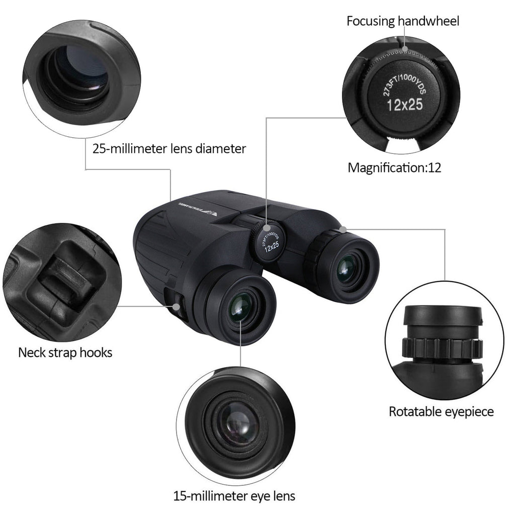 12x25 Pro Tactical Binoculars Stealth Angel Survival