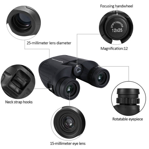 12x25 Pro Tactical Binoculars Stealth Angel Survival