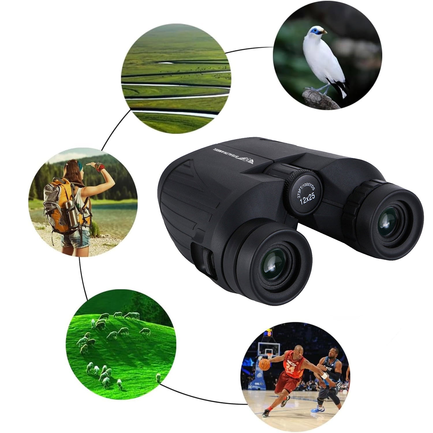 12x25 Pro Tactical Binoculars Stealth Angel Survival