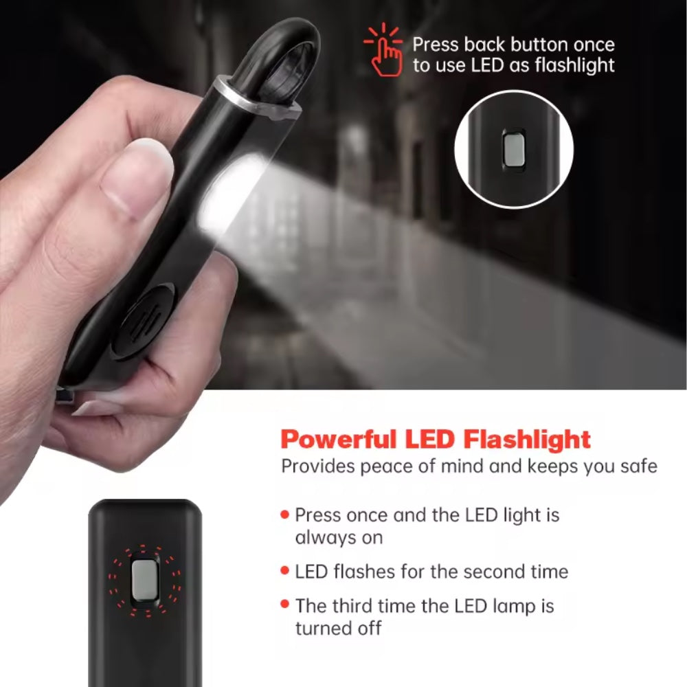 Self Defense Alarm Keychain, LED Flashlight with Strobe Light Rechargeable  Stealth Angel Survival