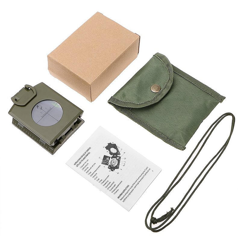MLC2 Professional Military Lensatic Sighting Metal Compass with Inclinometer and Carrying Pouch Stealth Angel Survival